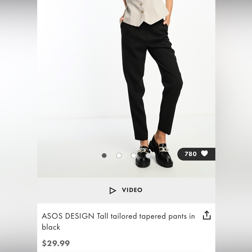 ASOS DESIGN Tall tailored tapered pants in black